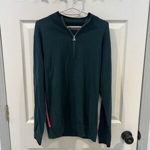 GFore Circle G Logo Green Pink Quarter Zip Merino Wool Golf Sweater‎ Men's M